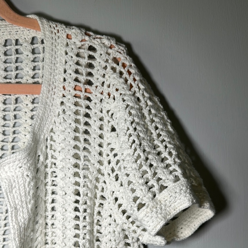 Calvin Klein White Open-Front Cardigan Short Sleeve Sweater Size X-Large - Picture 6 of 8
